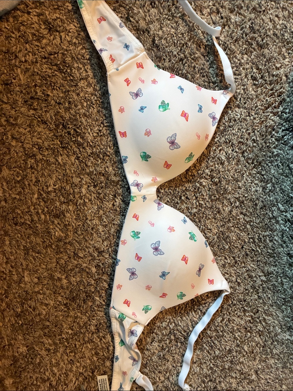 Victoria's Secret White Womens Bra with Multicolor Butterfly Print
